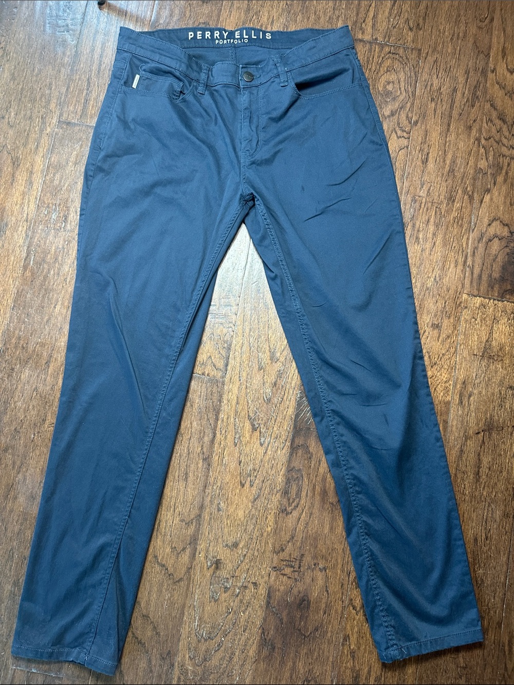 Perry Ellis Navy Stretch Chino Pants - Slim Fit